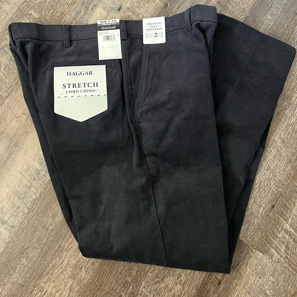 Haggar Classic-Fit Expandable Waistband Corduroy Straight Leg Pants-Size 38x32